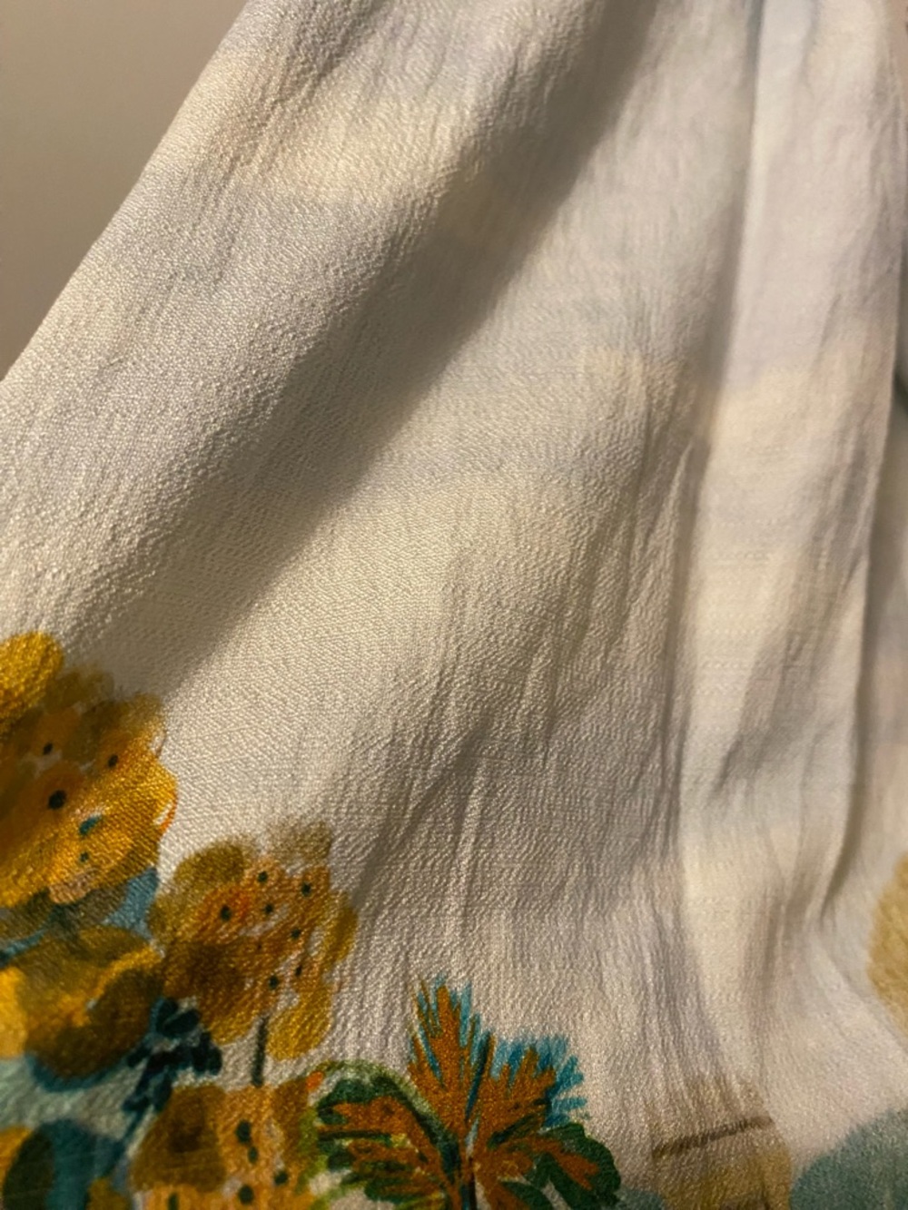 Zara White Midi Skirt with Tropical Floral & Orange Hem - Picture 2 of 2